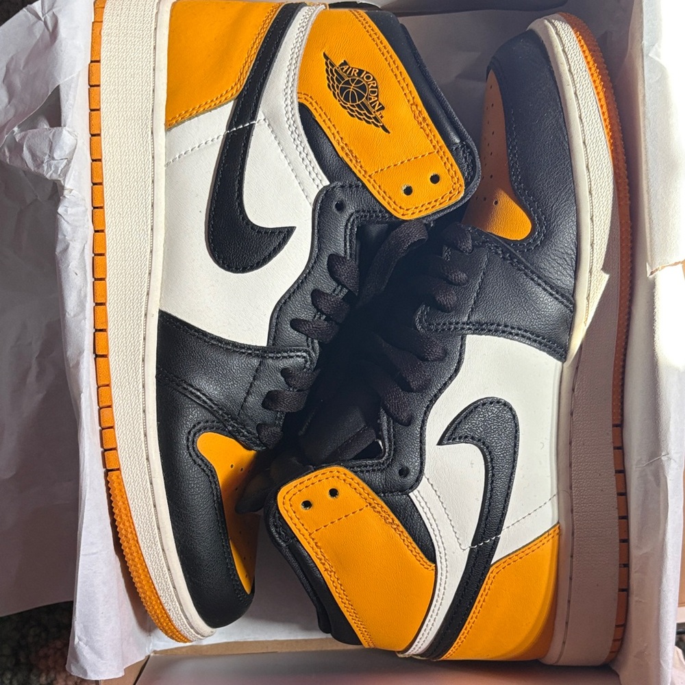 Jordan High-Top Sneakers in Black, White & Yellow